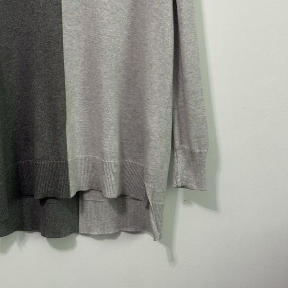 Lysse Sweater M Cashmere Blend V Neck Gray Colorblock Long Sleeve Pullover Cozy - Picture 2 of 9